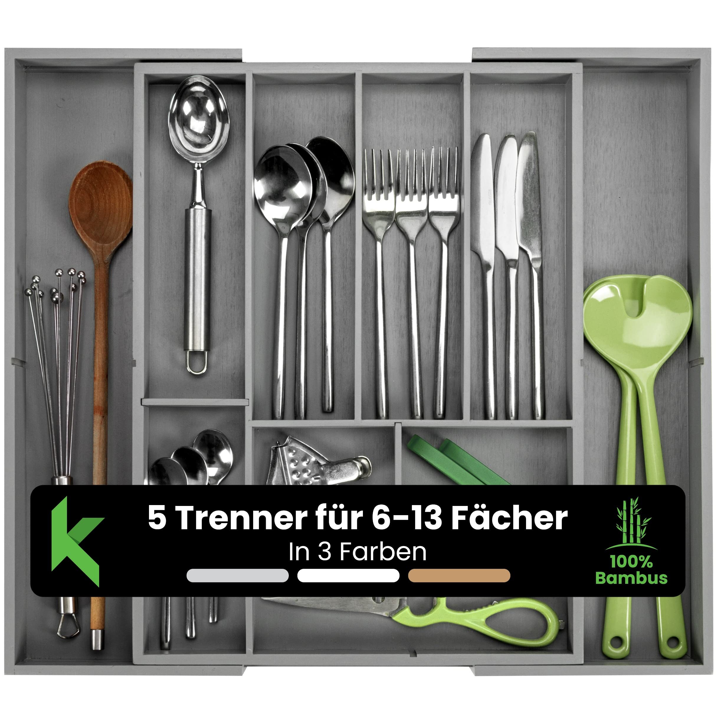 Kamoro HOME & KITCHEN Cutlery Tray for Drawers Bamboo