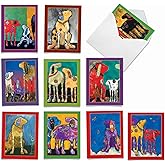 The Best Card Company - 10 Blank Dog Greeting Cards for All Occasions (4 x 5.12 Inch) - Painted Pups M3320