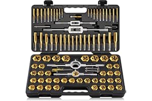 Kolvoii 86-Piece Tap and Die Set, SAE & Metric #4–5/8" & M3–M16, Heavy-Duty GCr15 Steel Rethreading Tool Kit with Titanium Co