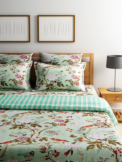 Buy Turu Floral 5 Piece Cotton Comforter Set Green Online At Low