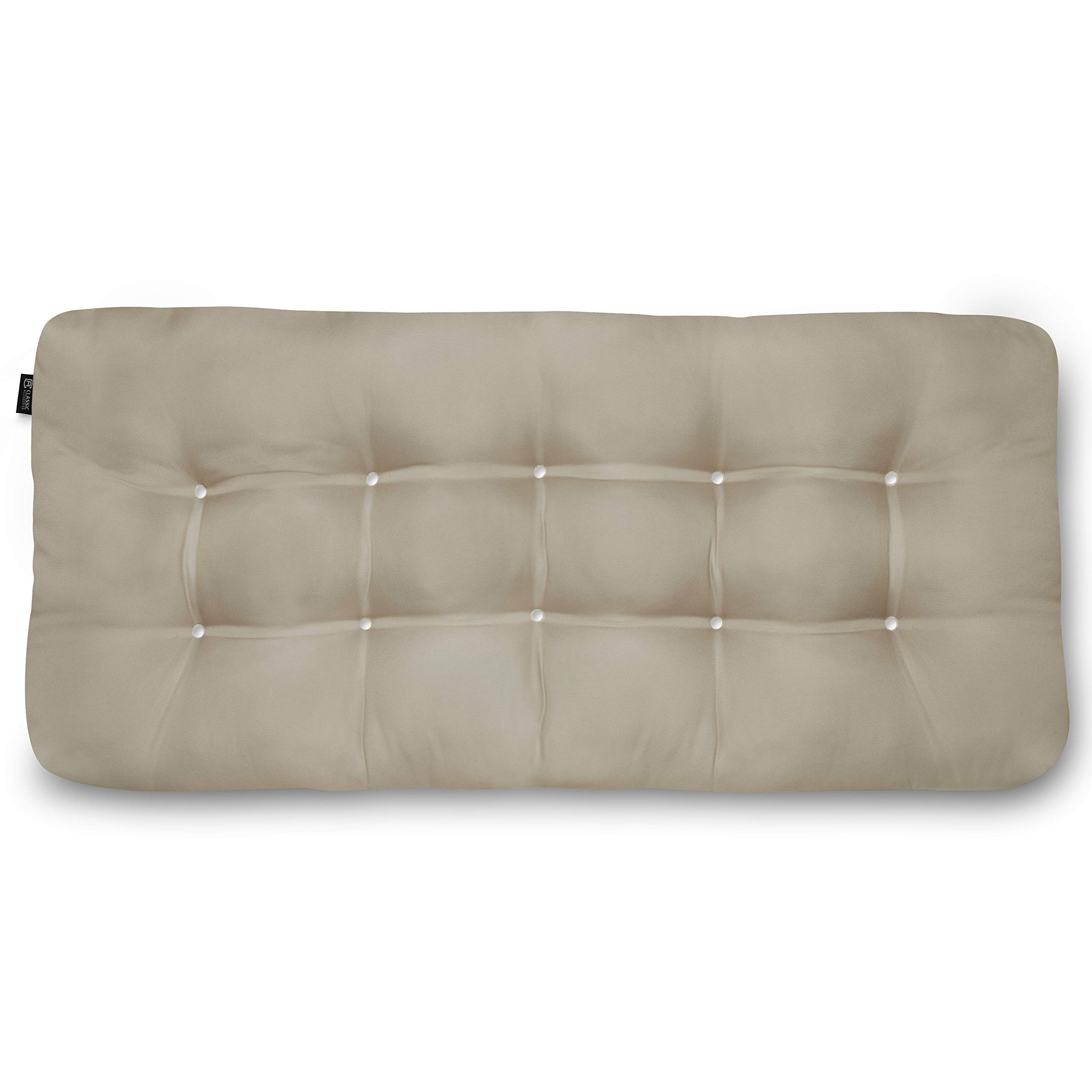 Classic Accessories Water-Resistant Indoor/Outdoor Bench Cushion, 54 x 18 x 5 Inch, Khaki, Patio Bench Cushion Image