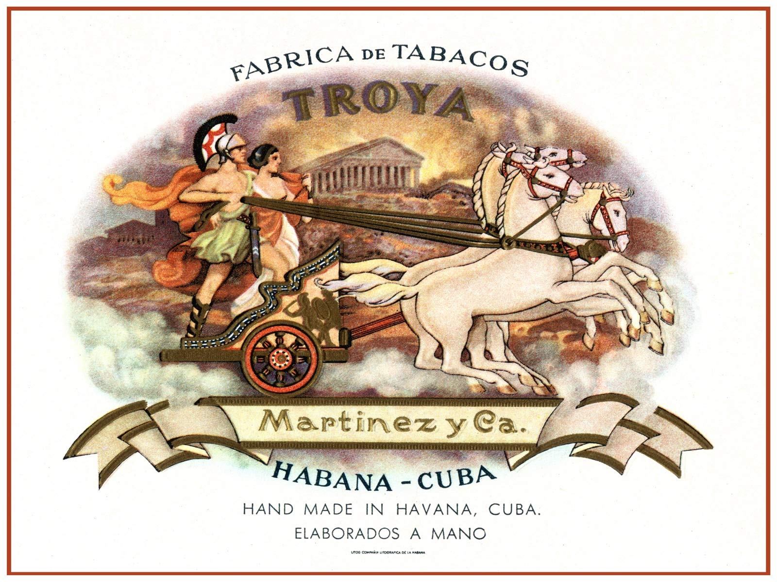 20"x24" Decoration Poster Reproduction Printed on Canvas.Wall Design Art.Cigar Label Cuban Troya Fac