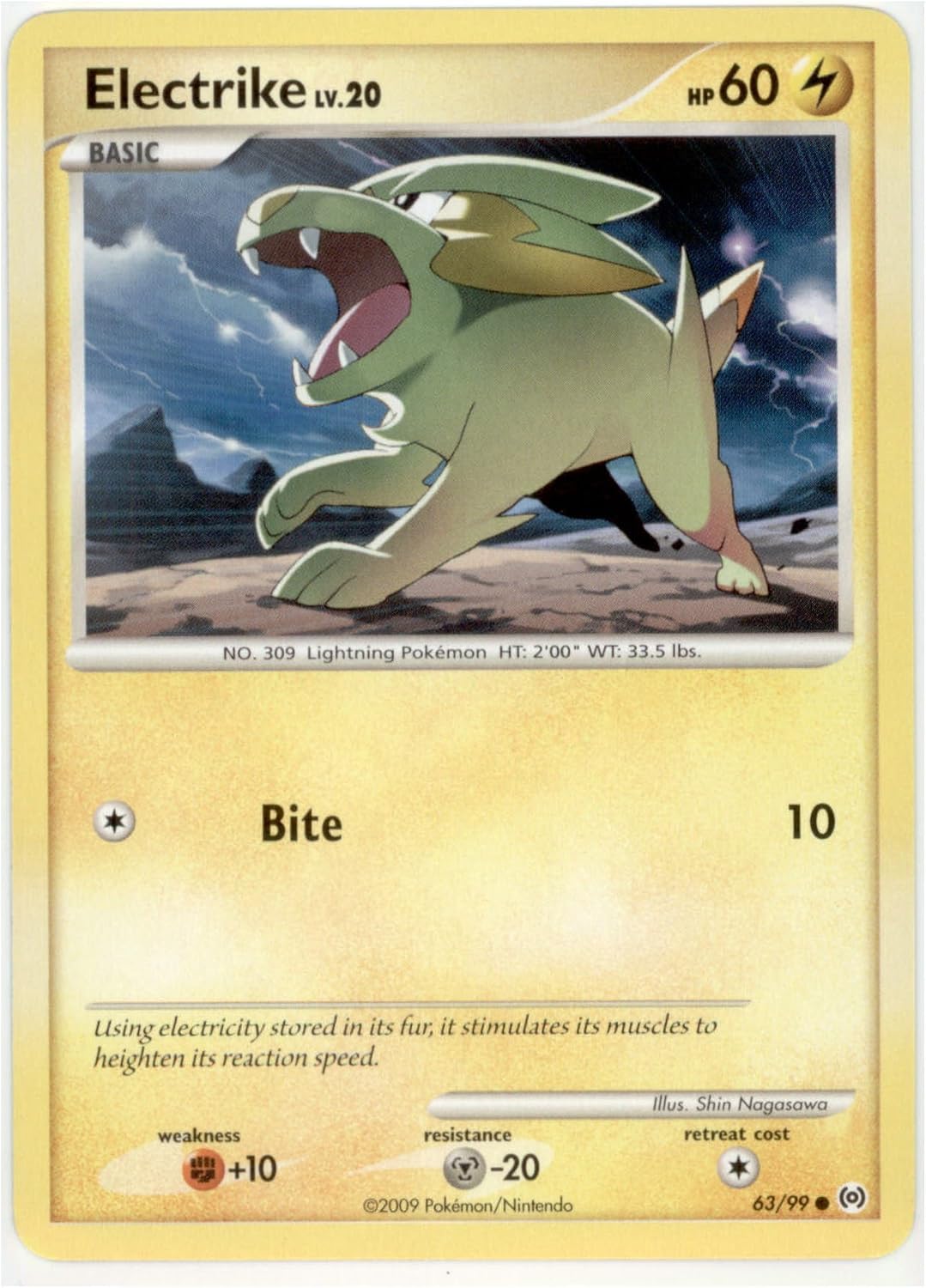 Pokemon Platinum Arceus Single Card Electrike 63 Common