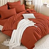 Litanika Oversized King Comforter Sets Burnt Orange - 7 Pieces Bed in a Bag Oversized King Bedding Comforter Sets, Solid Lightweight Bed Set with Comforter, Sheets, Pillowcases & Shams