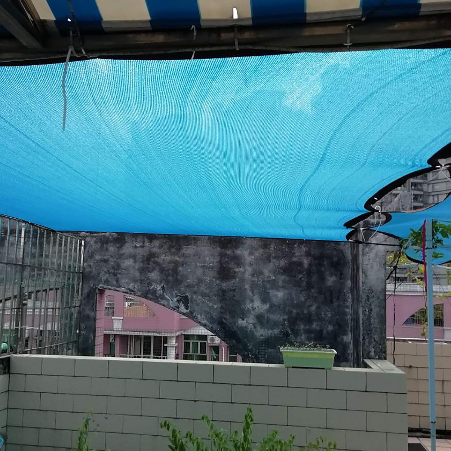 Sunblock Shade Cloth for Patios, Blue Sunshade Mesh Awning