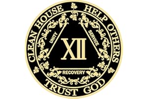 GOSIN Black & Gold 1-10 Years Alcoholics Anonymous Medallion AA Coin Capsule Included (Twenty Years)