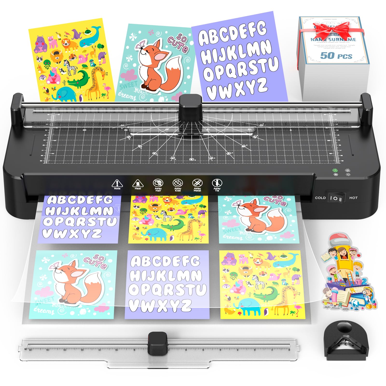 Photo 1 of 13in Laminator Machine with Sheets 50pcs + Paper Trimmer + Corner Rounder, 11x17 / ABS Anti-Jam Technology |Dual Hot and Cold Mode | 90s Fast Preheat for A3/A4/A5/A6 Home Office School Use