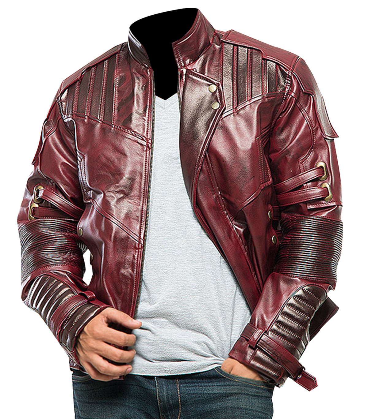 fried denim leather jacket