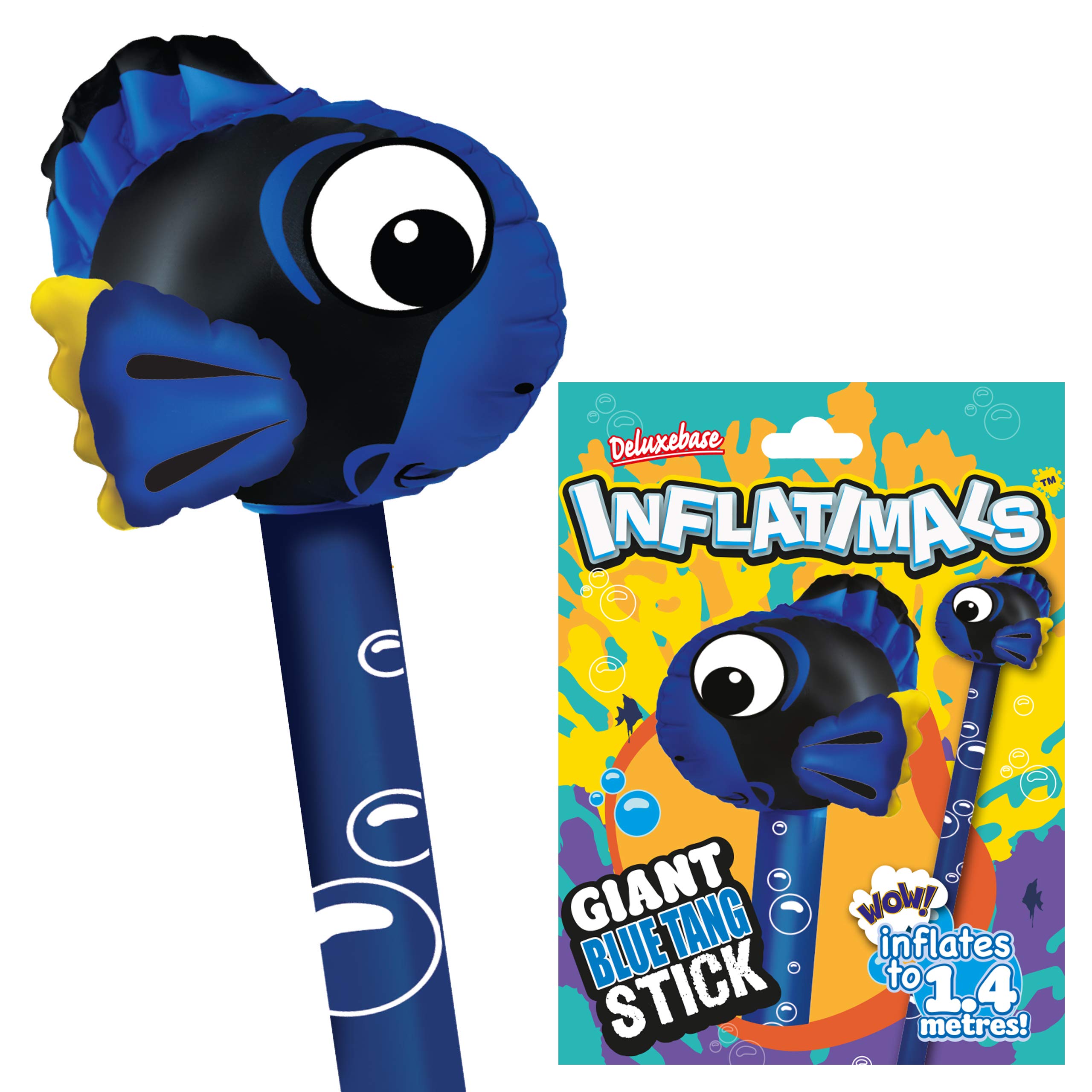 Inflatimals - Blue Tang from Deluxebase, Large Inflatable Animal Toy Balloon Stick, Ocean Birthday Decoration & Festival Balloons, Kids Party Supplies and Accessories, Fun Novelty Gifts.