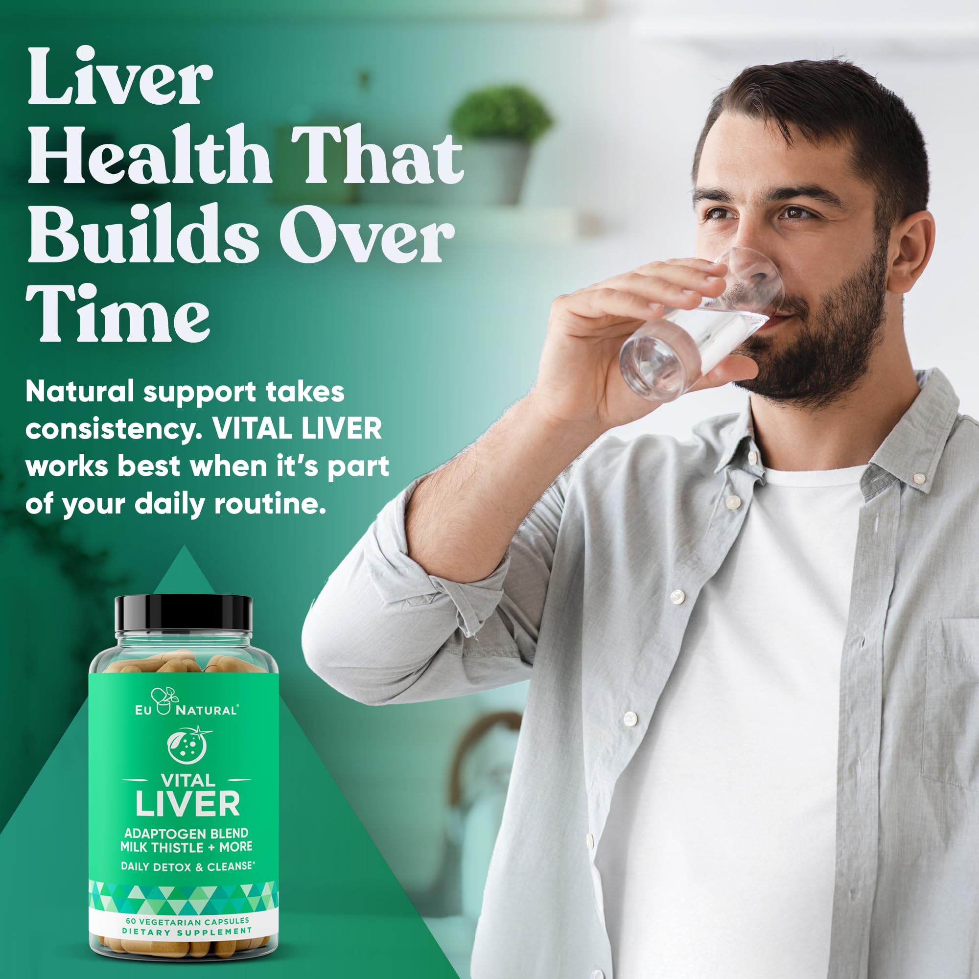Vital Liver Cleanse Detox & Repair – 9-in-1 Liver Support Supplement – Milk Thistle, Artichoke Extract, Turmeric, Adaptogens – Optimal Liver Function and Digestive Health – 60 Vegetarian Soft Capsules