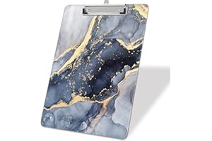 ZAXMEY Plastic A4 Clipboards, Cute Clipboard Stardard Letter Size for Teacher, Kids, Lightweight Clip Board | Decorative Clip Boards | Office Clipboard | School Supplies(Black Gold Marble).