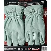 Plainsman Cold Weather Work Gloves, Fleece Lining, Premium Cowhide Leather, Large, 2 Pairs