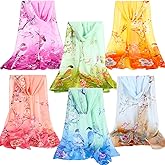 Sureio 6 Pcs Scarves for Women Lightweight Summer Floral Print Pattern Scarf for Women Dressy Long Thin Sheer Scarf Shawl