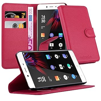 Cadorabo Hülle für OnePlus X - Hülle in Karmin ROT – Handyhülle mit Kartenfach und Standfunktion - Case Cover Schutzhülle Etu