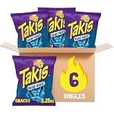 Takis Blue Heat Rolled Tortilla Chips Case, 6 Count (Snack Size Bags) | Extremely Spicy Hot Chili Pepper Flavor, 3.25oz Individual Bags for Snacking and Lunchboxes, Bulk Pack