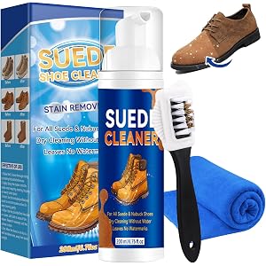 Auensten Suede Shoe Cleaner Kit 6.76 fl oz, No-Rinse Foam Shoe Cleaning Kit | Suede and Nubuck Shoe Cleaner with Brush and Cl