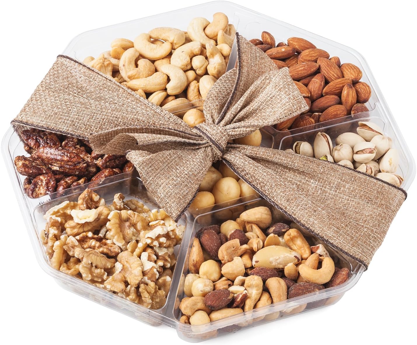 Nutty New Yorker Gourmet Food Nuts Gift Basket, 7 Different Nuts Including Macadamia Nuts - 19.8 Ounces - Kosher Certified