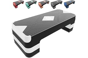 GYMMAGE Aerobic Exercise Step, Adjustable Aerobic Stepper for Exercise, Workout Step Platform for Step Up, 26.5" Step Deck with 4” 6” 8” Adjustable Height Risers, Women Home Gym Cardio Fitness