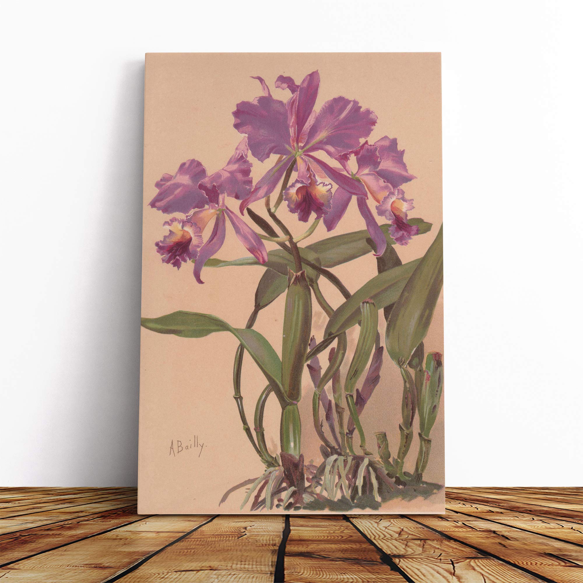Alice Bailly Purple Flowers Canvas Print | Gallery Wrapped 30mm Frame Wall Art | 20x14 inches | Ready to Hang | Modern Floral Picture | Living Room Bedroom Lounge Office