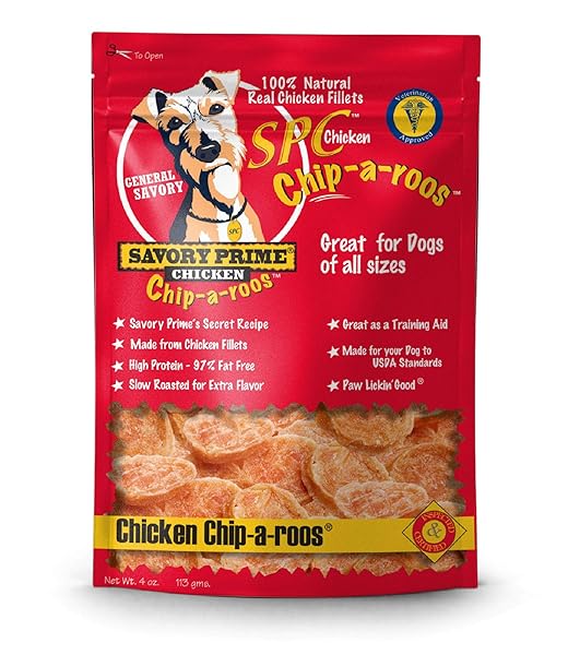 SAVORY PRIME CHICKEN CHIP-A-ROOS JERKY TREAT, 4-OUNCE