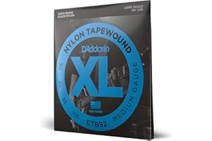 D'Addario ETB92 Tapewound Electric Bass Guitar Strings - Fits Long Scale 4 String Basses with Scale Length Up to 36.25 Inches - Medium, 50-105, Long Scale