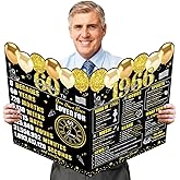 Guiruiy Large 60th Birthday Cards With Envelope for Men Women, Black Gold Vintage 1966 60th Birthday Signature Guestbook Gifts Party Supplies, Cheers to 60 Years Giant Birthday Greeting Card