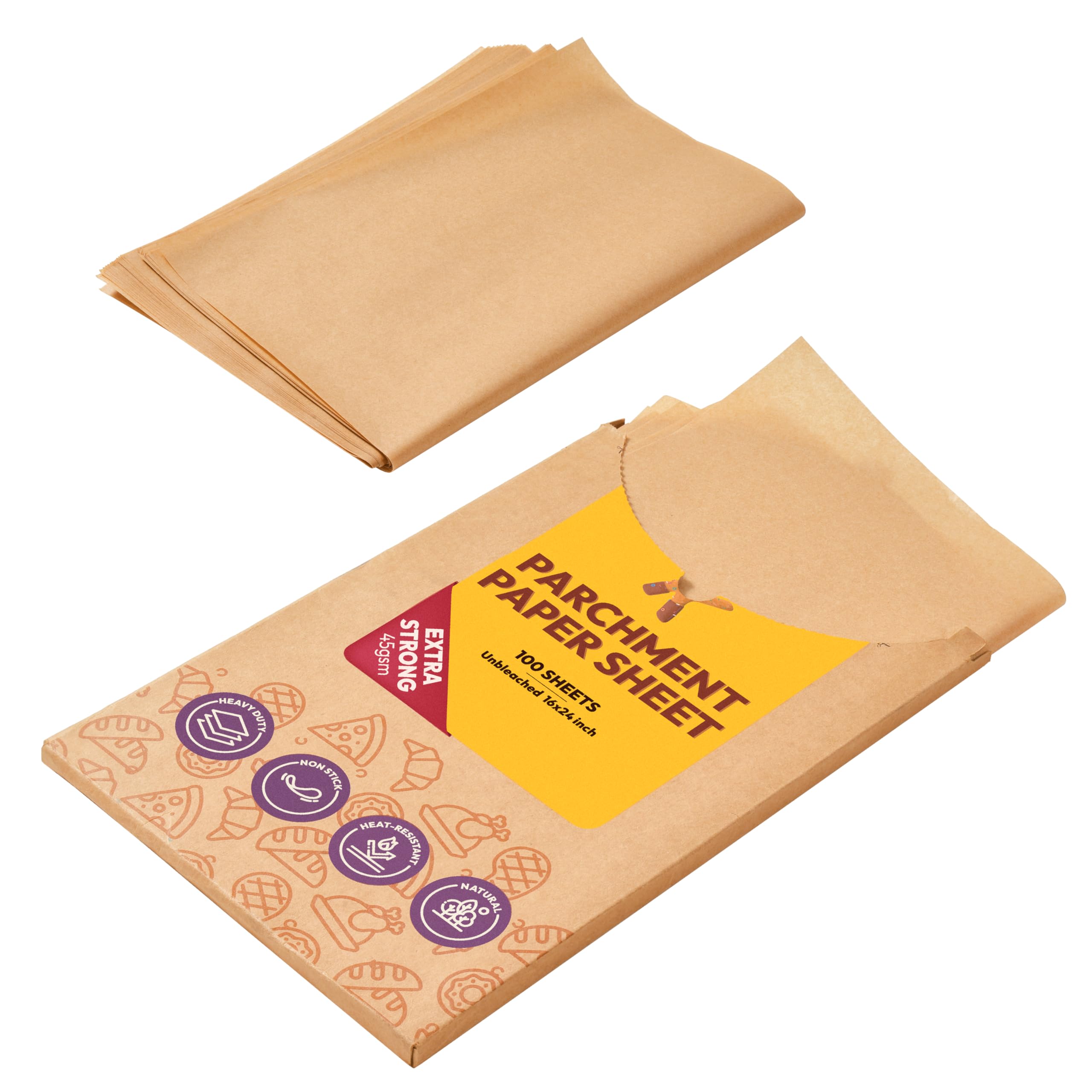 Heavy Duty Baking Paper Sheets 100 Pcs, 40.6x61cm Katbite Precut Parchment Paper for Baking Cookies, Cooking, Grilling Rack, Oven — image 1