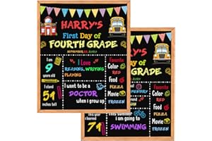 BAODLON First Day of School Sign - First Day of School Board - 14” X 11” Double-Sided, First & Last Day of School Chalkboard with Frame for Kids, Back to School Supplies for Preschool Kindergarten 1st Grade