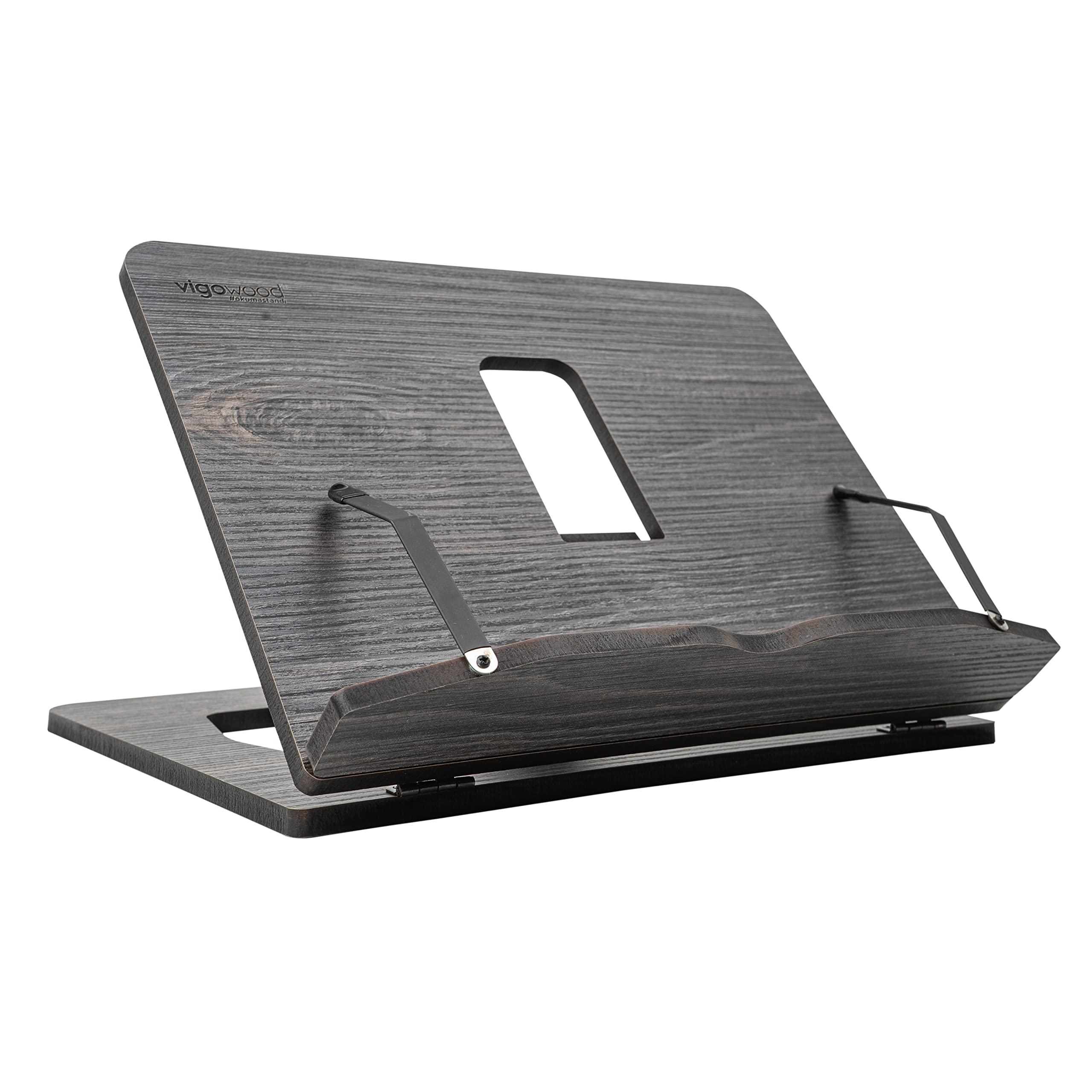 Vigo Wood Book Stand, Book Holder, Reading Stand, Cookbook Holder, Recipe Book Stand, Wooden Book Stands for Reading, Cookbook Stand for Kitchen, Book Holder for Reading in Bed (Cambridge)