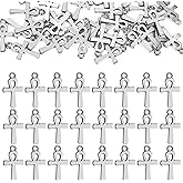 AUEAR, 100 Pack Antique Pendant Creative Cross Alloy Charms Pendants Bulk for Bracelet Necklace Jewelry Making Silver