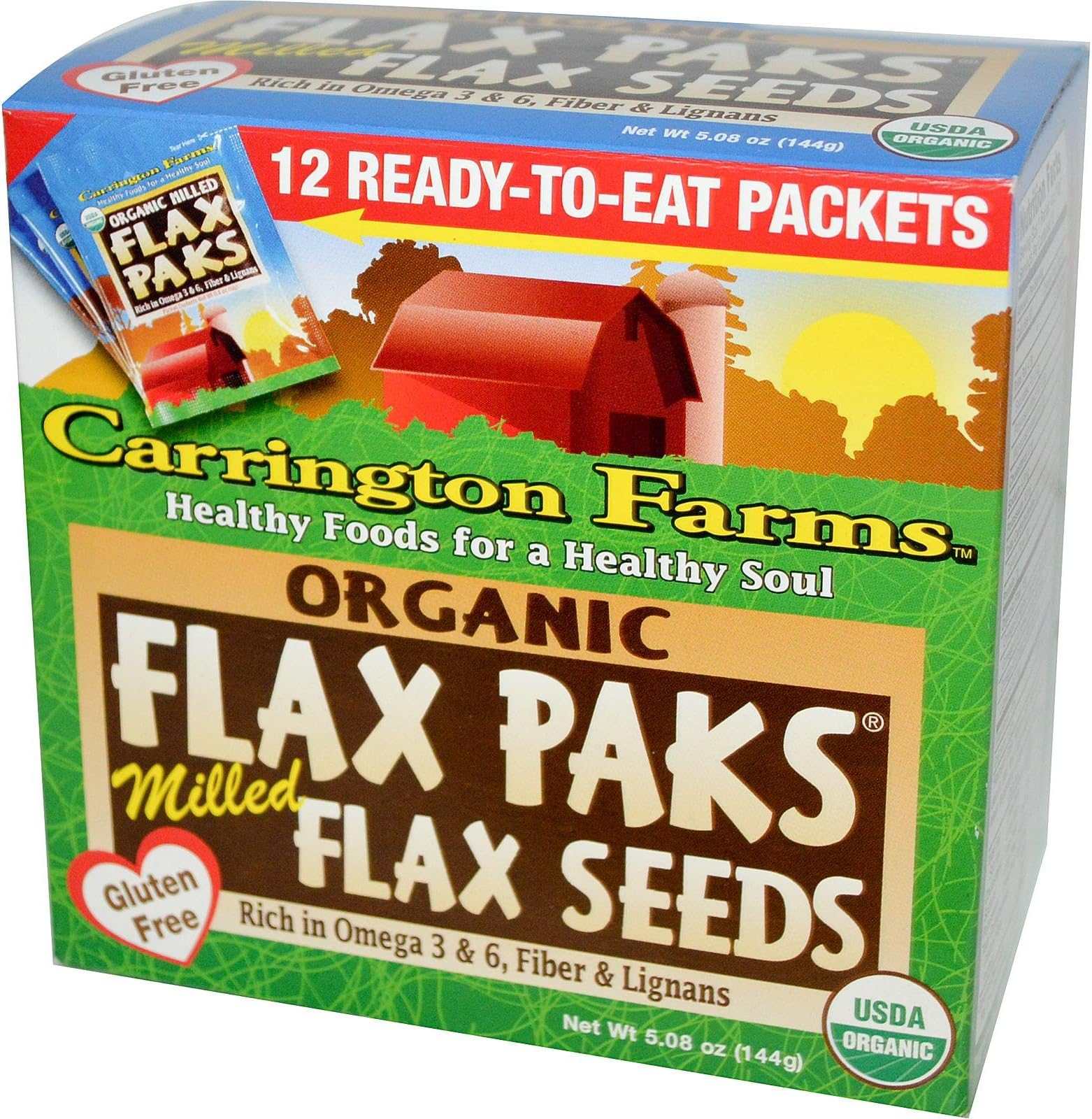 Carrington Farms Organic Flax Paks Milled Flax Seeds 12 Packs 4 oz 12 g Each