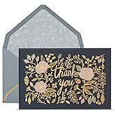 Prims & Flourish Thank You Cards with Envelopes, 24-Count, Midnight and Gilded Blooms, Gold Foil Floral Design, 4 x 6 Inches, Blank Inside Bulk Notes for Weddings, Baby Showers, Bridal Showers