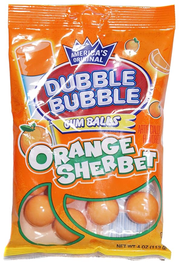 Dubble Bubble (1) Bag Orange Sherbet Flavored Gum Balls Peanut & Gluten Free