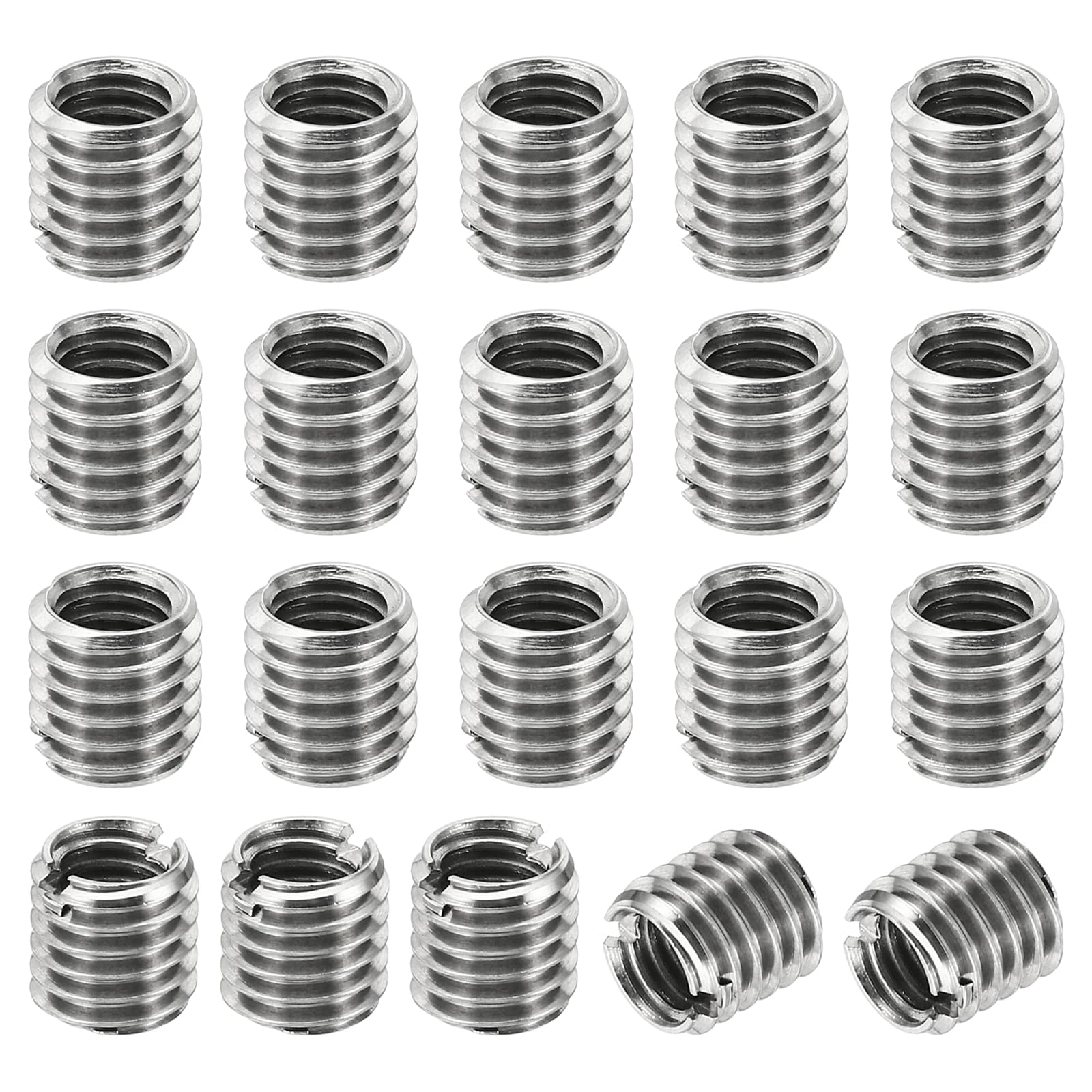 PATIKIL Thread Adapters Sleeve Reducing Nut, 20 Pcs M8x1.25 Male to M6x1 Female Repairing Insert Nut Screw Reducer Stainless Steel Fastener 8mm