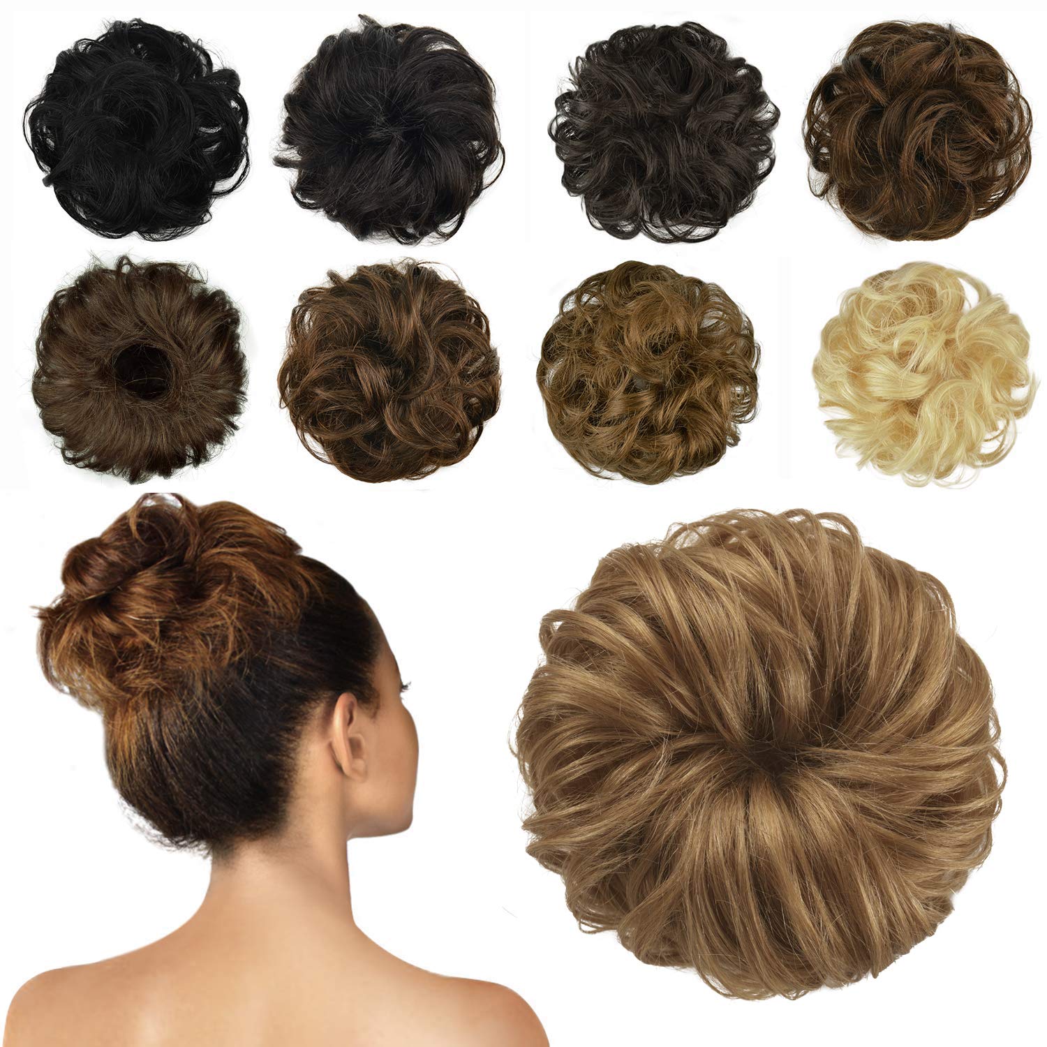FESHFEN 100 Human Hair Bun Extension, Messy Bun Hair