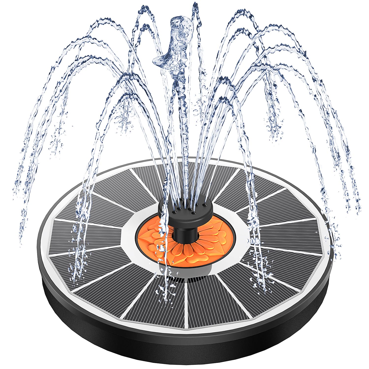 Yzert 3.5W Solar Fountain with Flower, 2026 Glass Panel Bird Bath Fountains, Solar Powered Water Fountain Pump with 7 Nozzles & 4 Fixers for Garden, Pond, Pool, Outdoor (White)