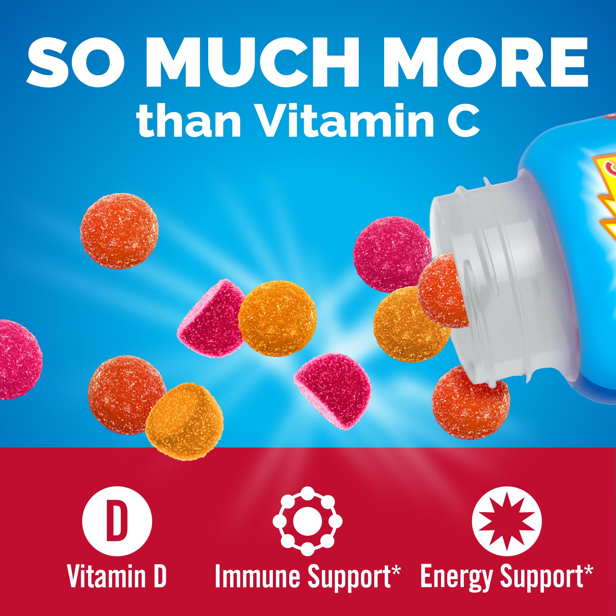 Emergen-C Kidz Vitamin C Immune Support Gummies Fun-Tastic Fruit 44CT includes Zinc, Manganese, B Vitamins and Vitamin D for Back to School Essentials