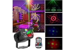 DJBOOMY Party DJ Lights Disco Stage Strobe Laser Lights Sound Activated with Remote Control Laser Show Projector for Birthday, Bar, Karaoke, Wedding, Home, KTV, Christmas, Halloween