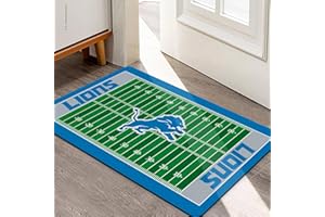 AYYQHC Football Field Design Entry Floor Mat,30" W x 18" H Non-Slip Rubber Door Mat for Football Sports Fans, Gray Blue Design Home Decor Area Rug