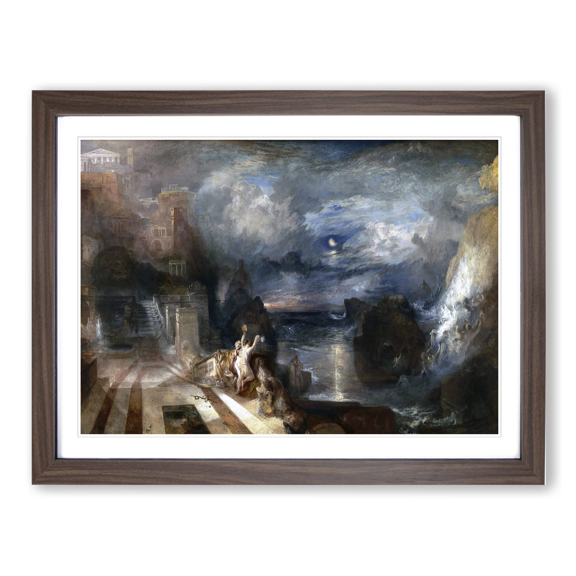 J.M.W. Turner Hero and Leander Classic Painting Framed Wall Art Print, Ready to Hang Picture for Living Room Bedroom Home Office Décor, Walnut A3 (46 x 34 cm)