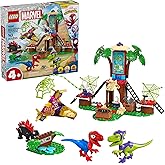 LEGO Marvel Spidey and His Amazing Friends Spidey and Gobby's Raptor Battle at Tree House HQ - Dinosaur Building Toy for Kids