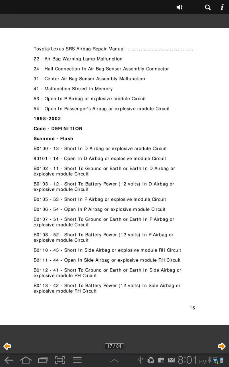 Toyota/Lexus SRS Airbag Repair Manual