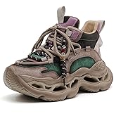 Drikler Women's Wedge Walking Shoes Chunky Platform Comfort Fashion Sneaker Lace-Up Casual Non-Slip Running Shoes