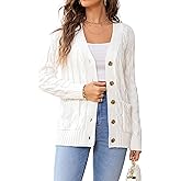bidika Women's Cardigan Sweaters 2025 Fall Button Down Open Front Cable Knit Casual Trendy Winter Clothing Outerwear