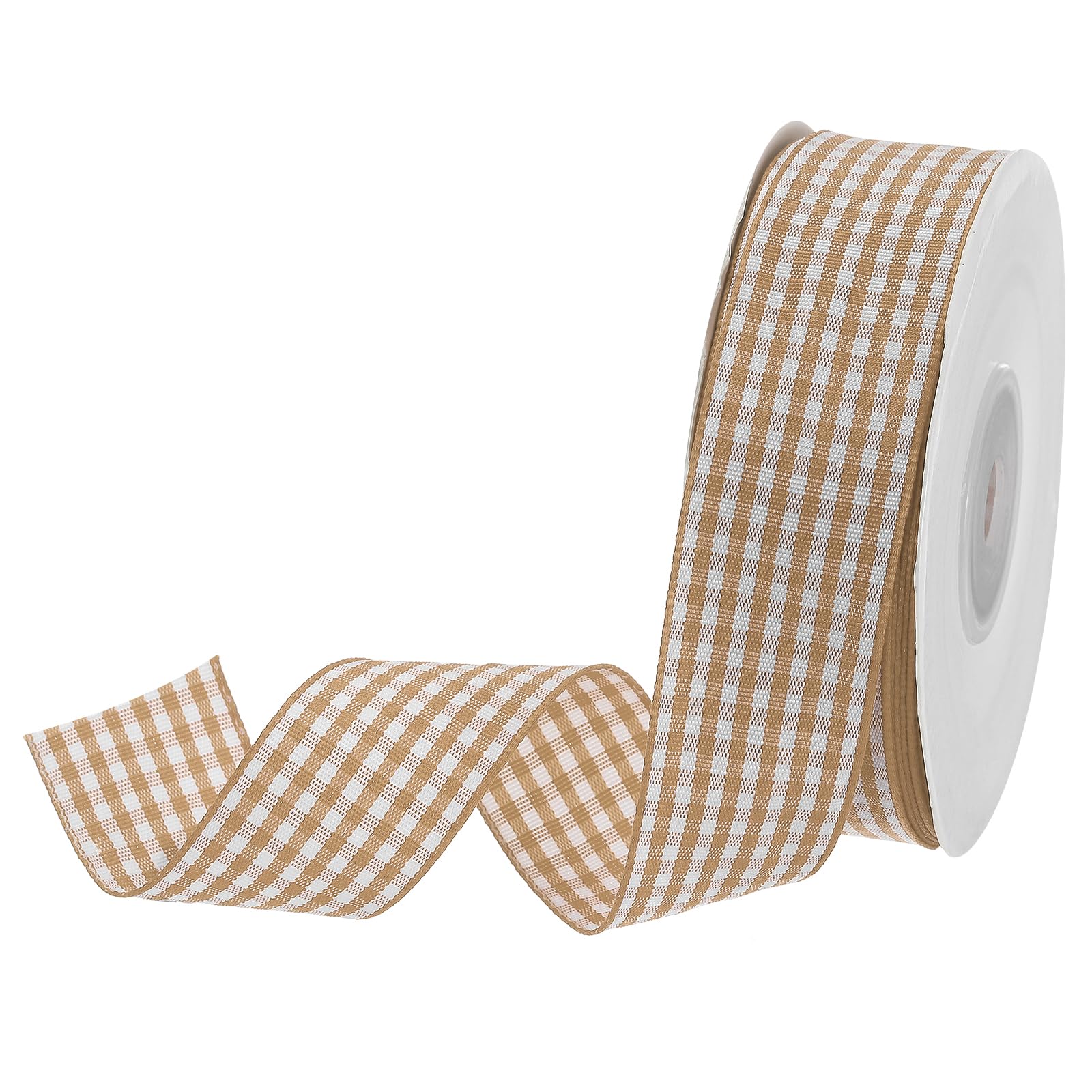 DMiotech 1 Inch 25 Yards Gingham Ribbon, Light Yellow and White, Polyester, Christmas, General Use, Country Rustic