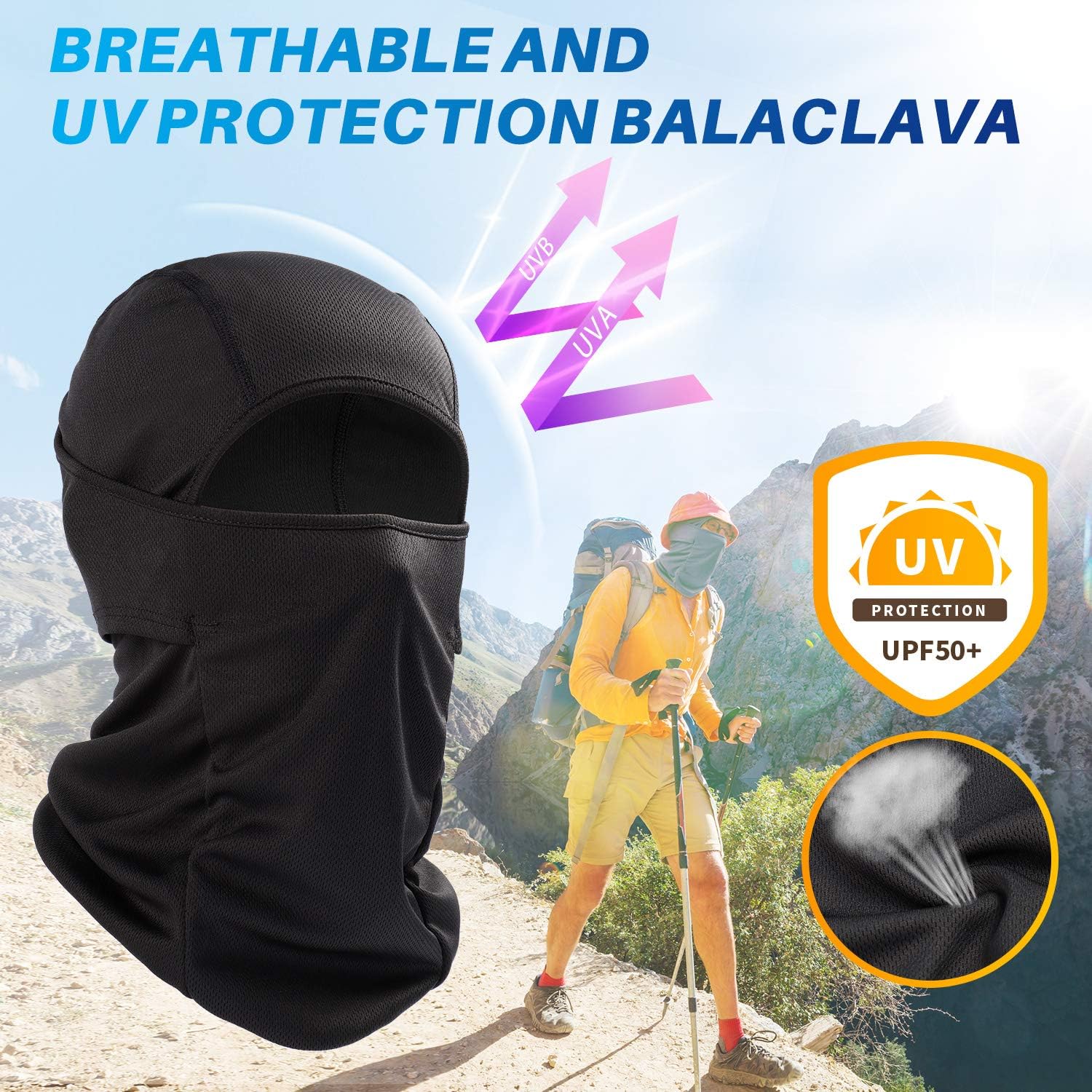 AstroAI Balaclava Face Mask Ski Mask-UV Protection Windproof Dustproof Mask for Men Women Skiing Snowboarding Cycling Hiking Black Mask: Automotive