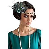 BABEYOND Flapper Headpiece for Women - 1920s Headband Roaring 20s Great Gatsby Accessories Rhinestone Feather Hair Clip