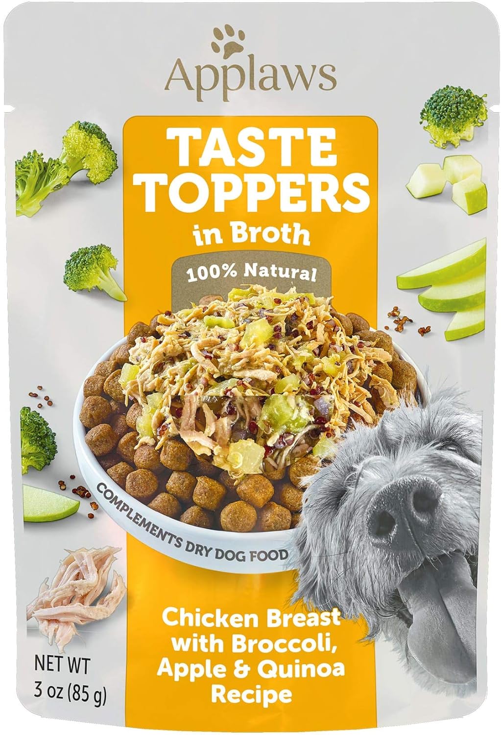 Applaws Taste Toppers Chicken, Broccoli, Apple & Quinoa Broth Wet Dog Food, 3 oz.