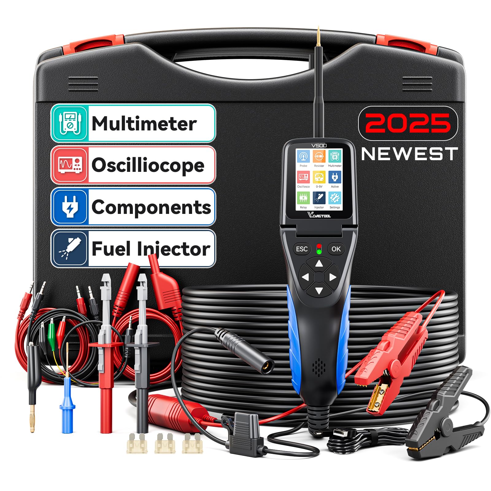 Photo 1 of VDIAGTOOL V500 Automotive Power Circuit Probe Tester Kit, 9-30V Car Electric Circuit Tester, Short/Open Circuit Finder, Oscilloscope/Multimeter/Injector/Relay Tester, Component/Fuse/Trailer/AC/DC Test