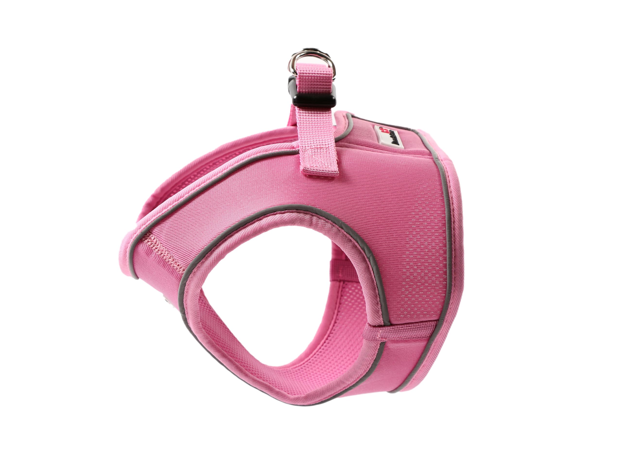 Doodlebone – Snappy Harness Dog Harness – Easy Step In Vest Style Harness, No Over Head Fit, Reflective & Machine Washable for Puppies and Small Dogs – Size 1-2, 35-40cm - Blush